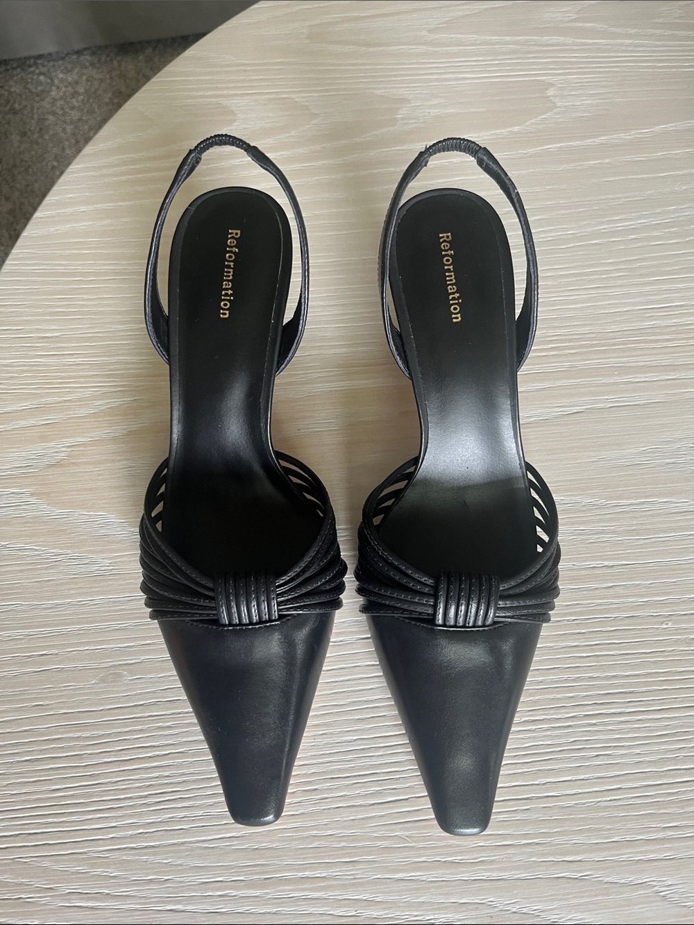 Reformation Black Noreen Slingback Pumps 7
